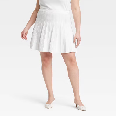 Women's Pleated Mini Sweater Skirt - A New Day™ White 2X | Target