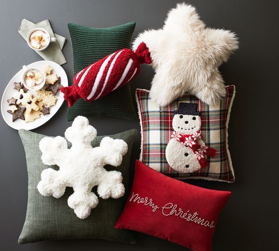 Cozy Teddy Peppermint Twist Candy Shaped Pillow | Pottery Barn (US)