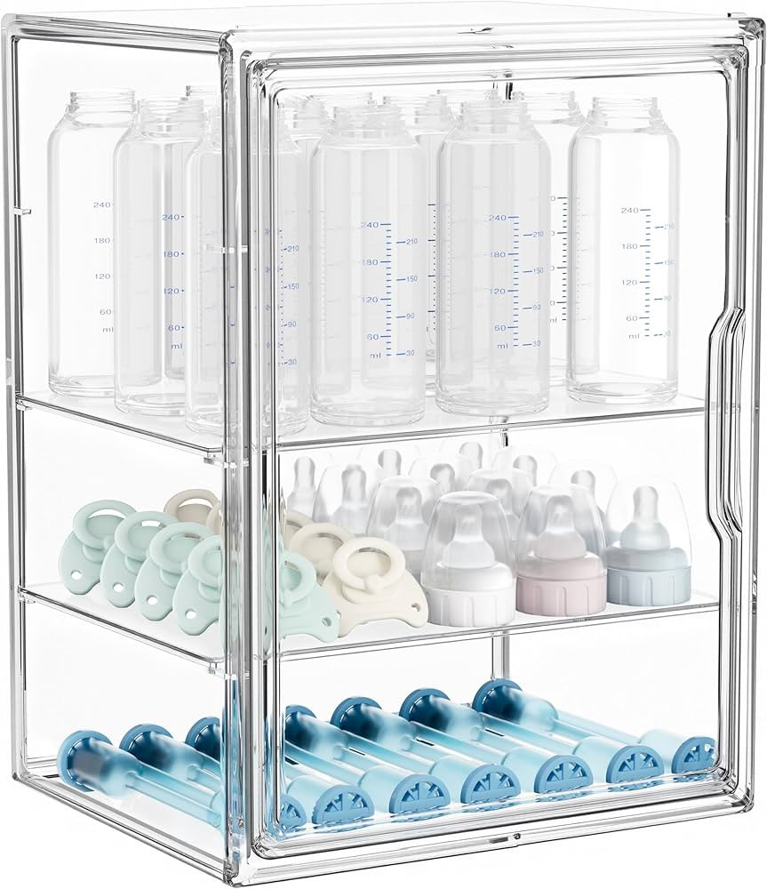 HBlife Baby Bottle Storage Organizer for Countertop Cabinet, 3 Tiers Adjustable Clear Acrylic Bot... | Amazon (US)