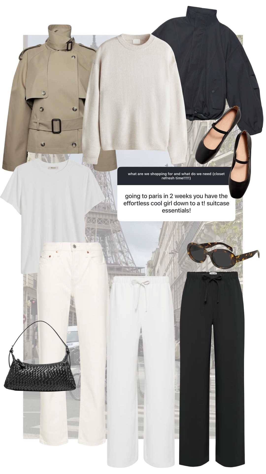 Paris essentials list but also perfect for transitional spring/summer clothes!! 

#LTKTravel #LTKSeasonal #LTKgrwm