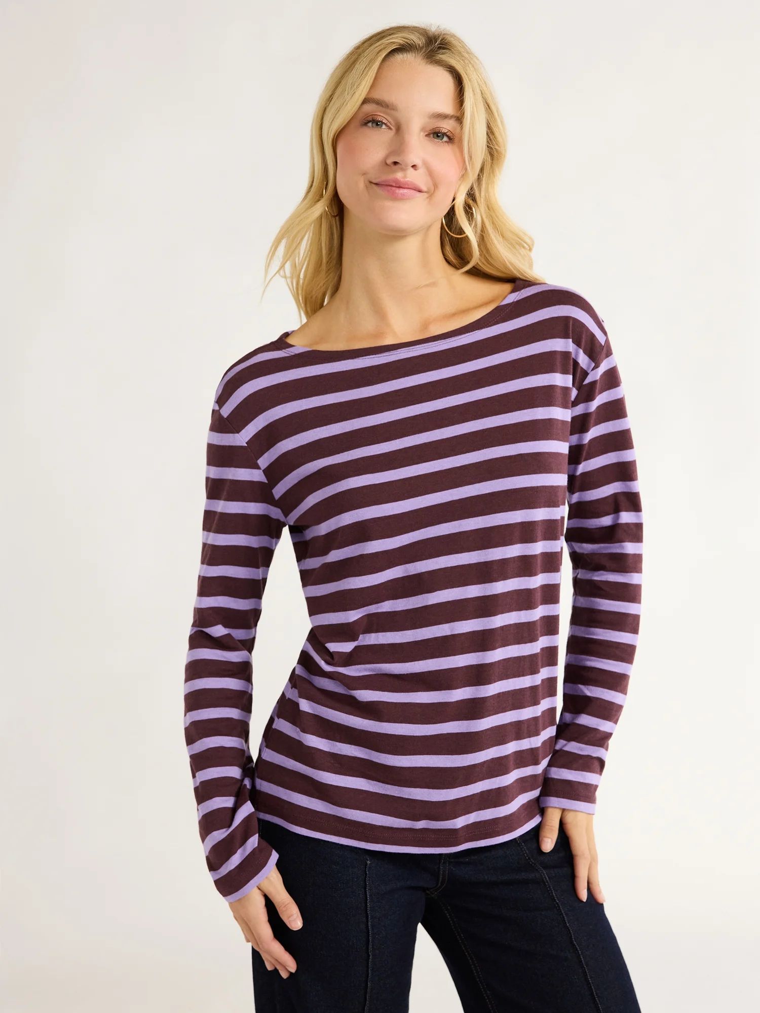 Free Assembly Women's Boatneck Tee with Long Sleeves, XS-XXL | Walmart (US)