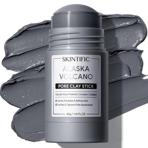 SKINTIFIC Deep Pore Cleansing Blackhead Remover Face Mask Stick, Mud Mask with Natural Alaska Volcano Clay, Gentle Exfoliating, Smoothing Skin, Non-Drying, Skincare Facial Mask | Amazon (US)