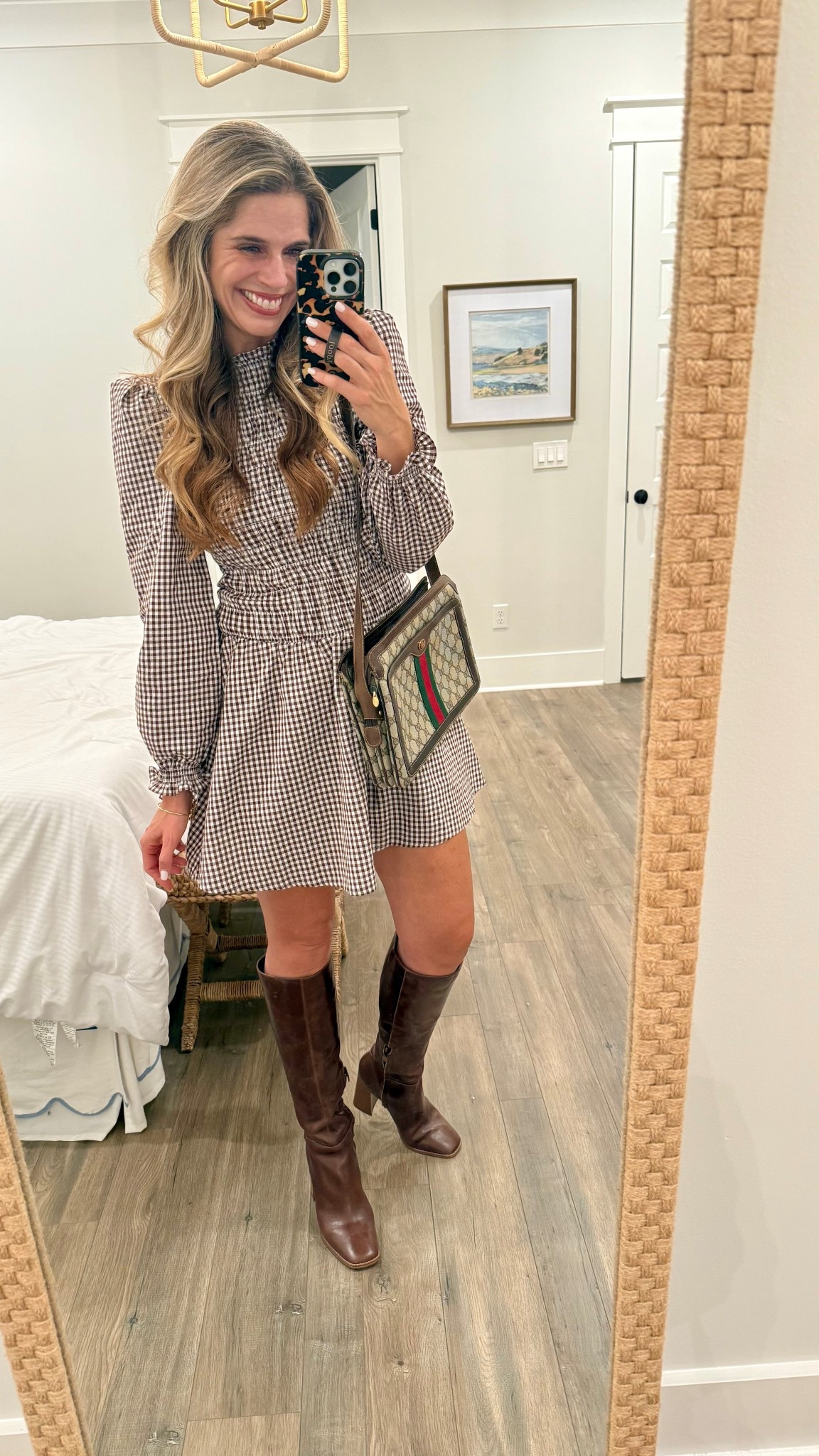 Brown gingham dress and boots, Thanksgiving day dress, my mom’s vintage Gucci bag from when I was a kid 

#LTKFindsUnder50 #LTKFindsUnder100 #LTKHoliday