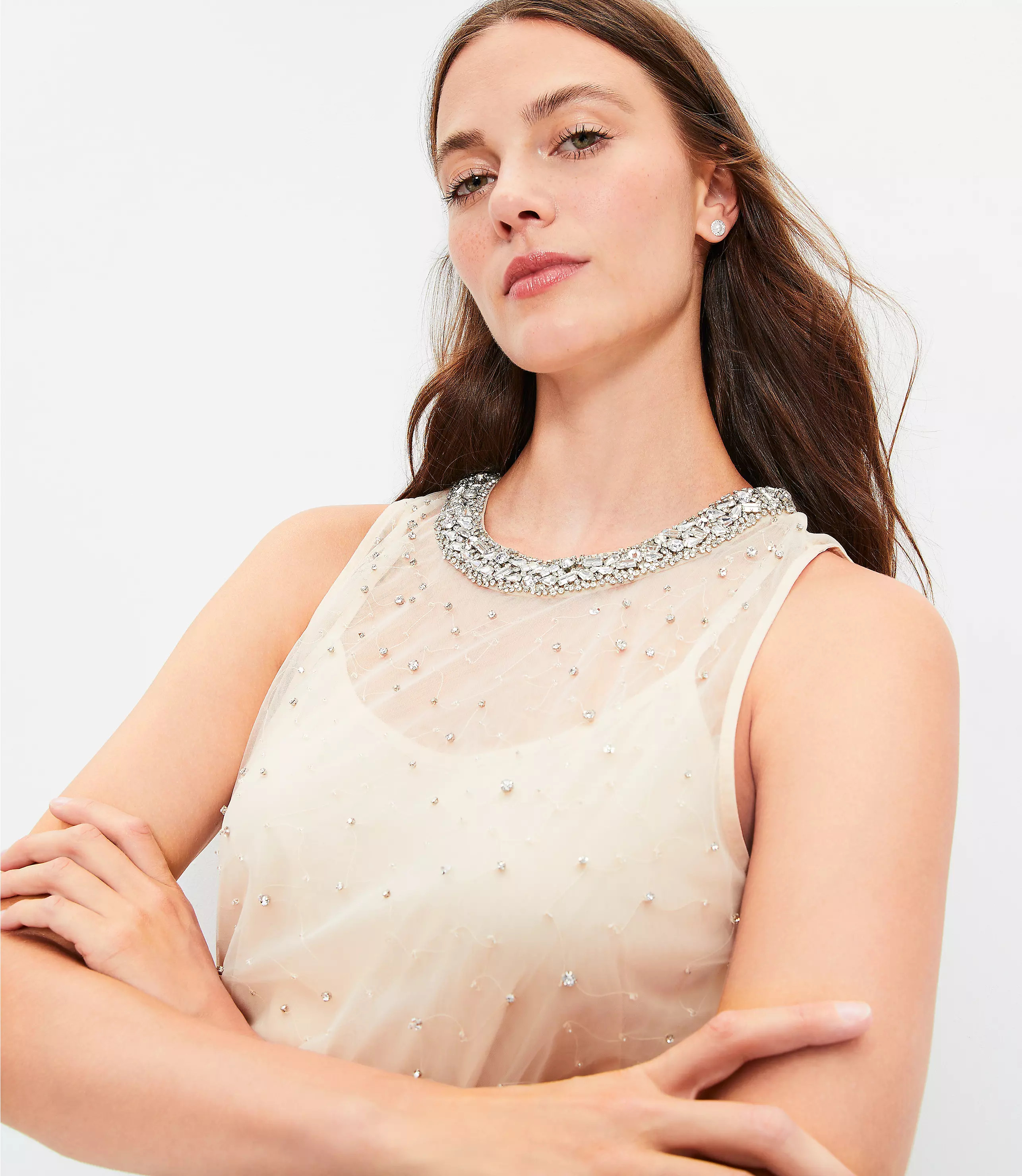 Crystal Mesh Tank Top | LOFT