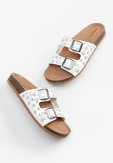 Virginia White Laser Cut Footbed Sandal | Maurices