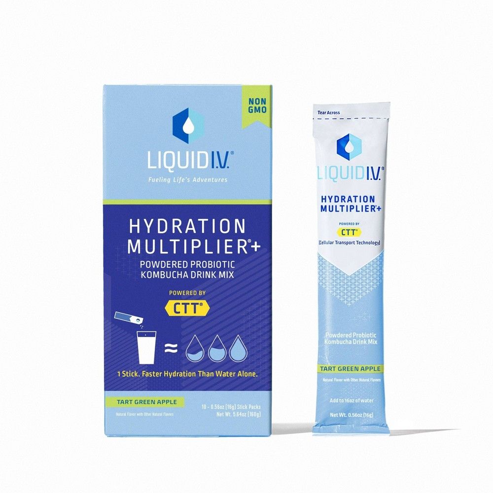 Liquid I.V. Hydration Multiplier Kombucha Probiotic Powder - Tart Green Apple - 10ct | Target