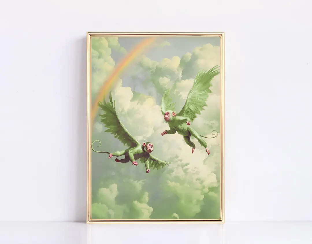 Green Flying Monkeys Wicked Digital Art St Patricks Day Art Green Art Wizard of Oz Wicked Fan Art... | Etsy (US)