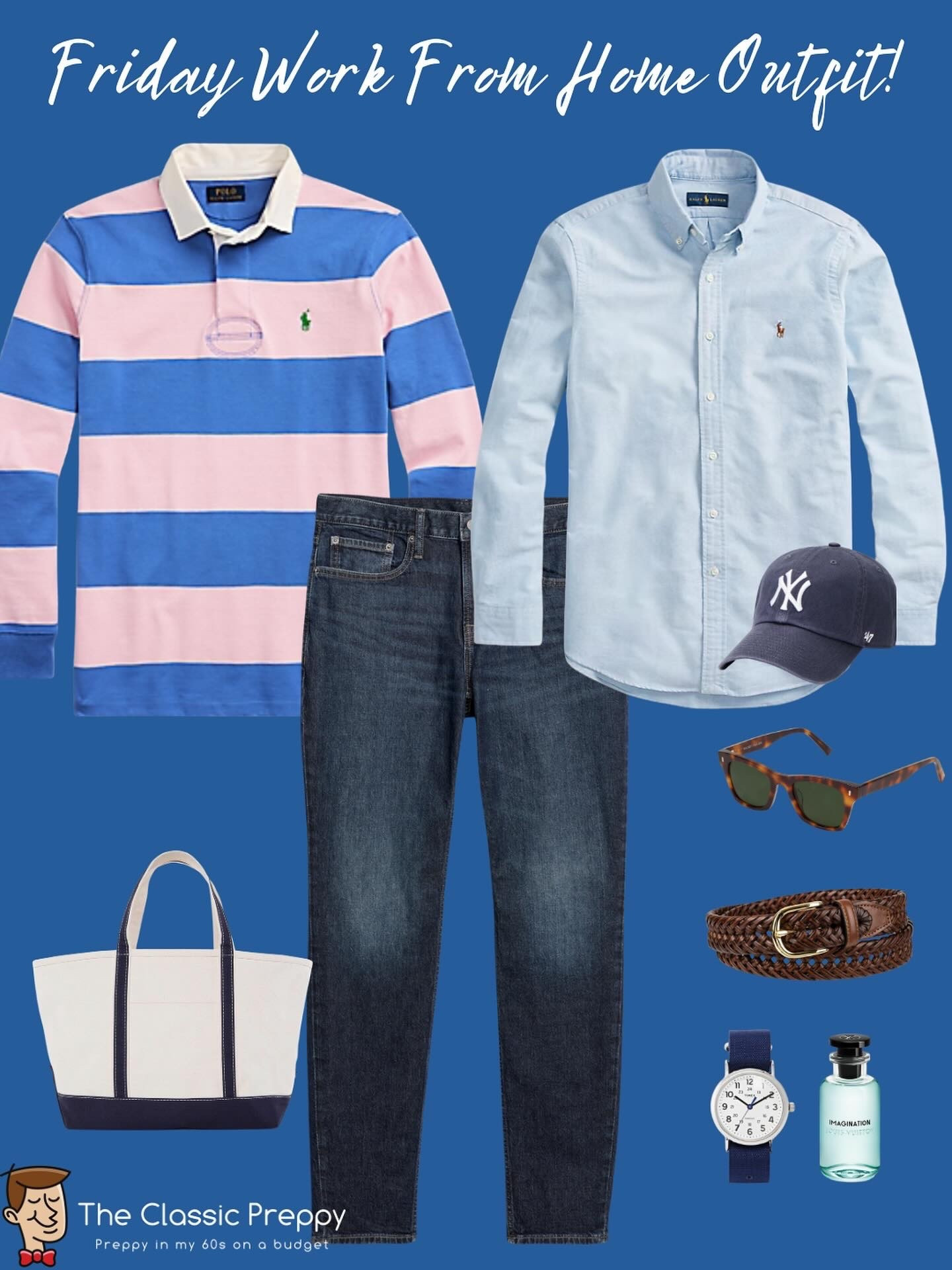 ✨ Friday Work From Home ✨

Preppy but casual with a rugby + OCBD combo + dark denim.

👕 Rugby: @poloralphlauren
👔 OCBD: @poloralphlauren
👖 Denim: @oldnavy 
🧢 Cap: @47
🕶 Sunglasses: @warbyparker
👜 Tote: @llbean
🪢 Belt: @fossil 
⌚️ Watch: @timex
👃 Fragrance: @louisvuitton

Day 255 of 365. Tap the link in bio to join the broadcast channel!

#PreppyStyle #WFHOutfit #LTKPreppy #LTKPrep #ClassicMenswear #IvyStyle #PreppyCasual #NoBuyChallenge #ShopYourCloset #DadStyle

#LTKStyleTip #LTKOver40 #LTKMens