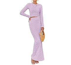 BTFBM Women's Fashion 2 Piece Outfits 2023 Fall Winter Long Sleeve Bodycon Pullover Tops Ruched M... | Amazon (US)