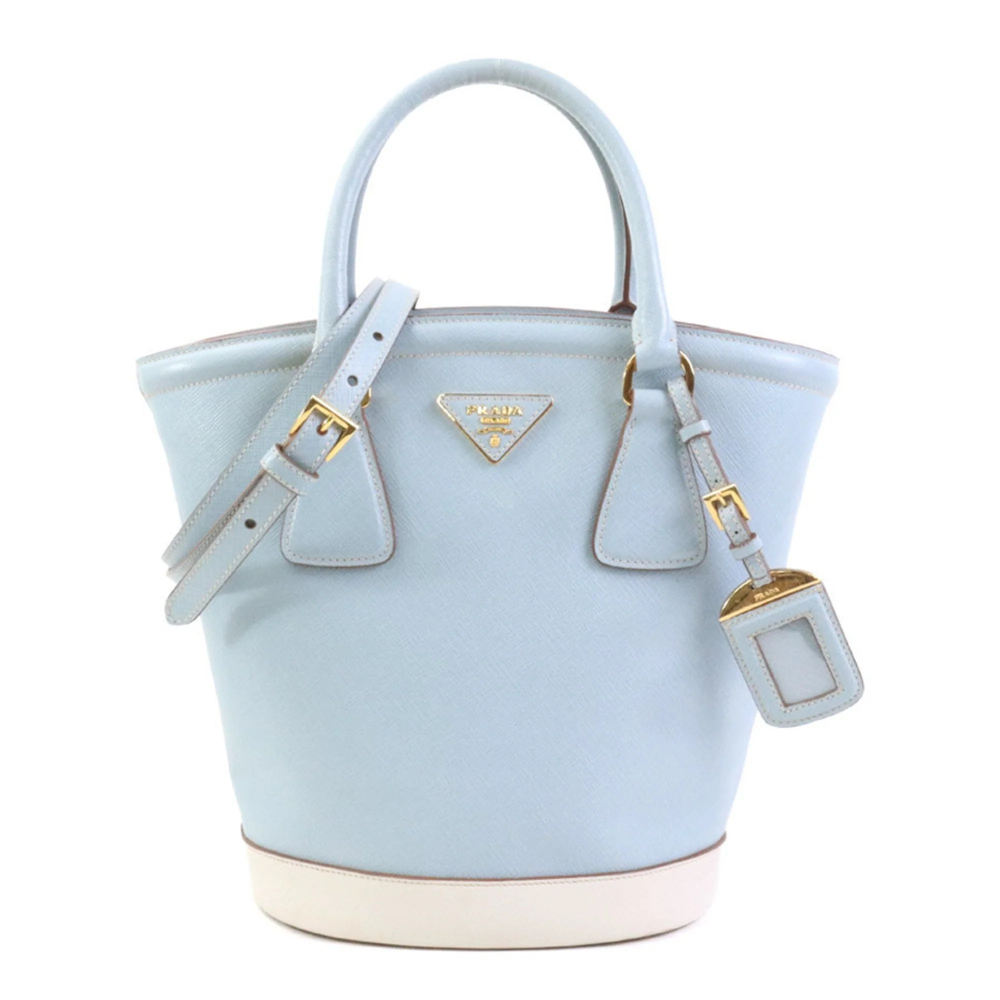 Prada blue Off- Leather Handbag Shoulder Bag (Pre-Owned) | Shop Simon