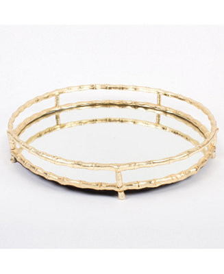 Bamboo Mirrored Round Tray, 17.5" | Macy's