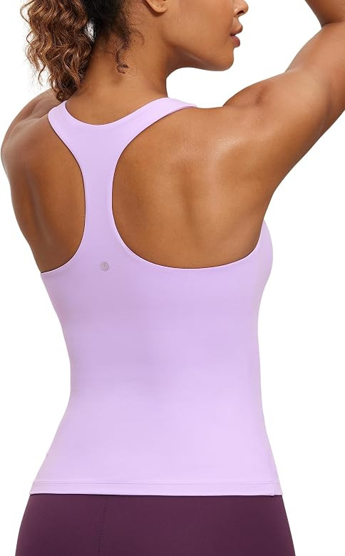 CRZ YOGA Butterluxe Workout Tank Tops for Women Built in Shelf Bras Padded - Racerback Athletic S... | Amazon (US)