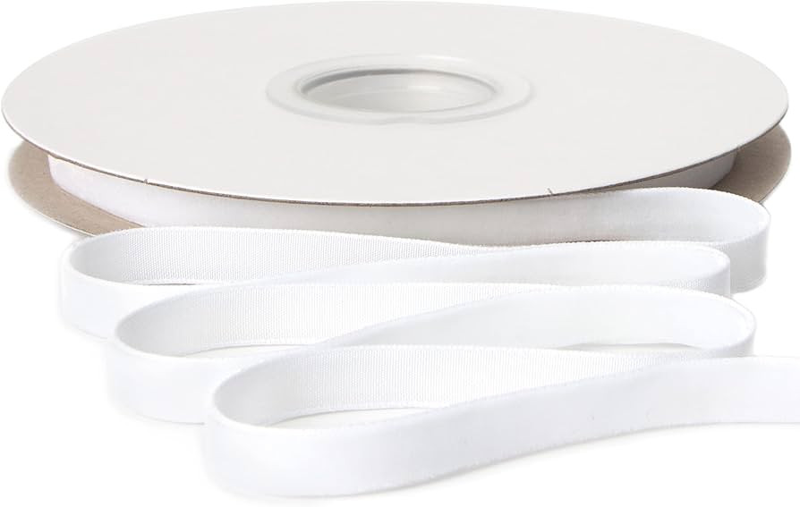 Ribbli Polyester White Velvet Ribbon,3/8 Inches Continuous10-Yard Spool,Christmas Ribbon for Gift... | Amazon (US)