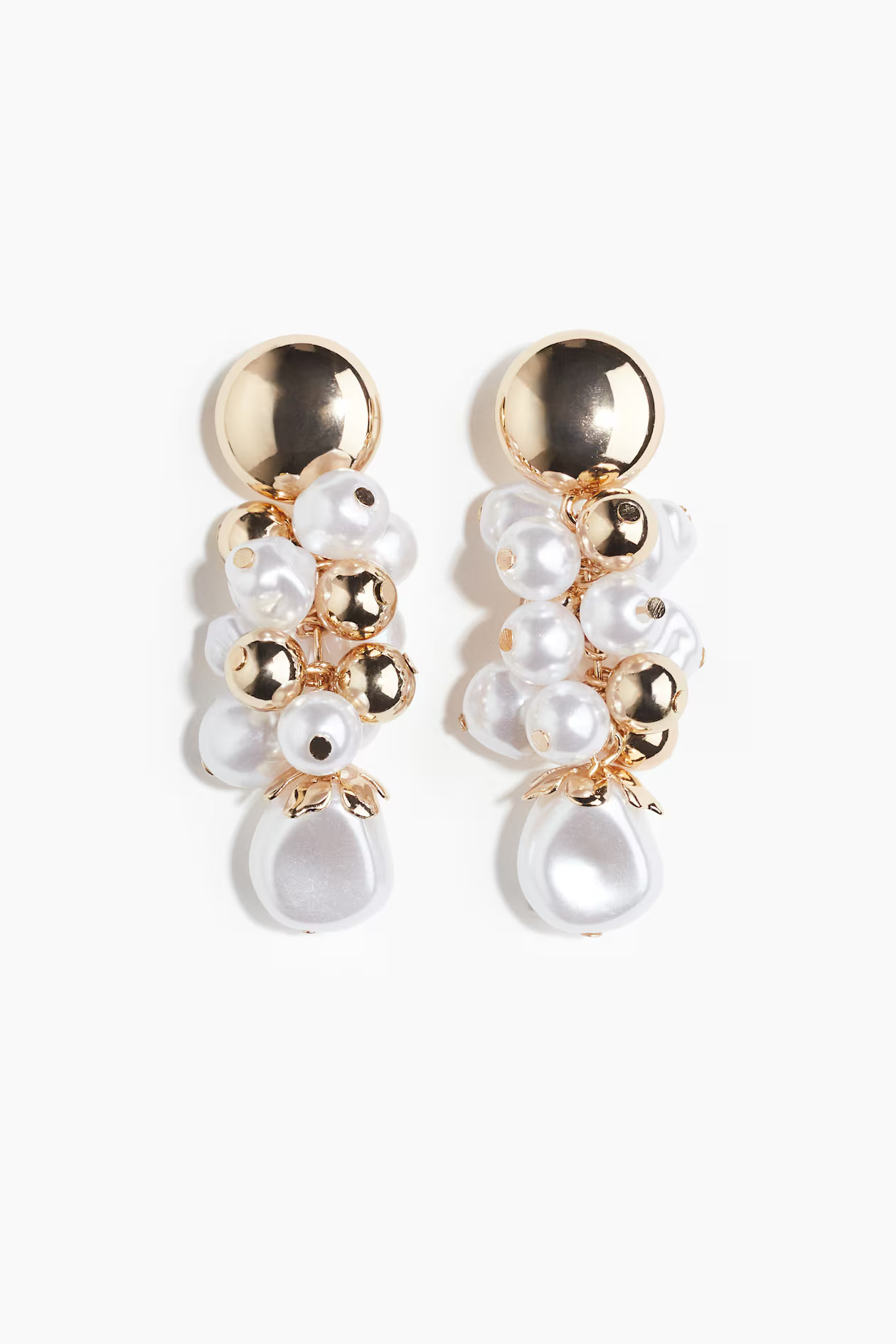 Cluster earrings - Gold-coloured/White - Ladies | H&M GB | H&M (UK, MY, IN, SG, PH, TW, HK)