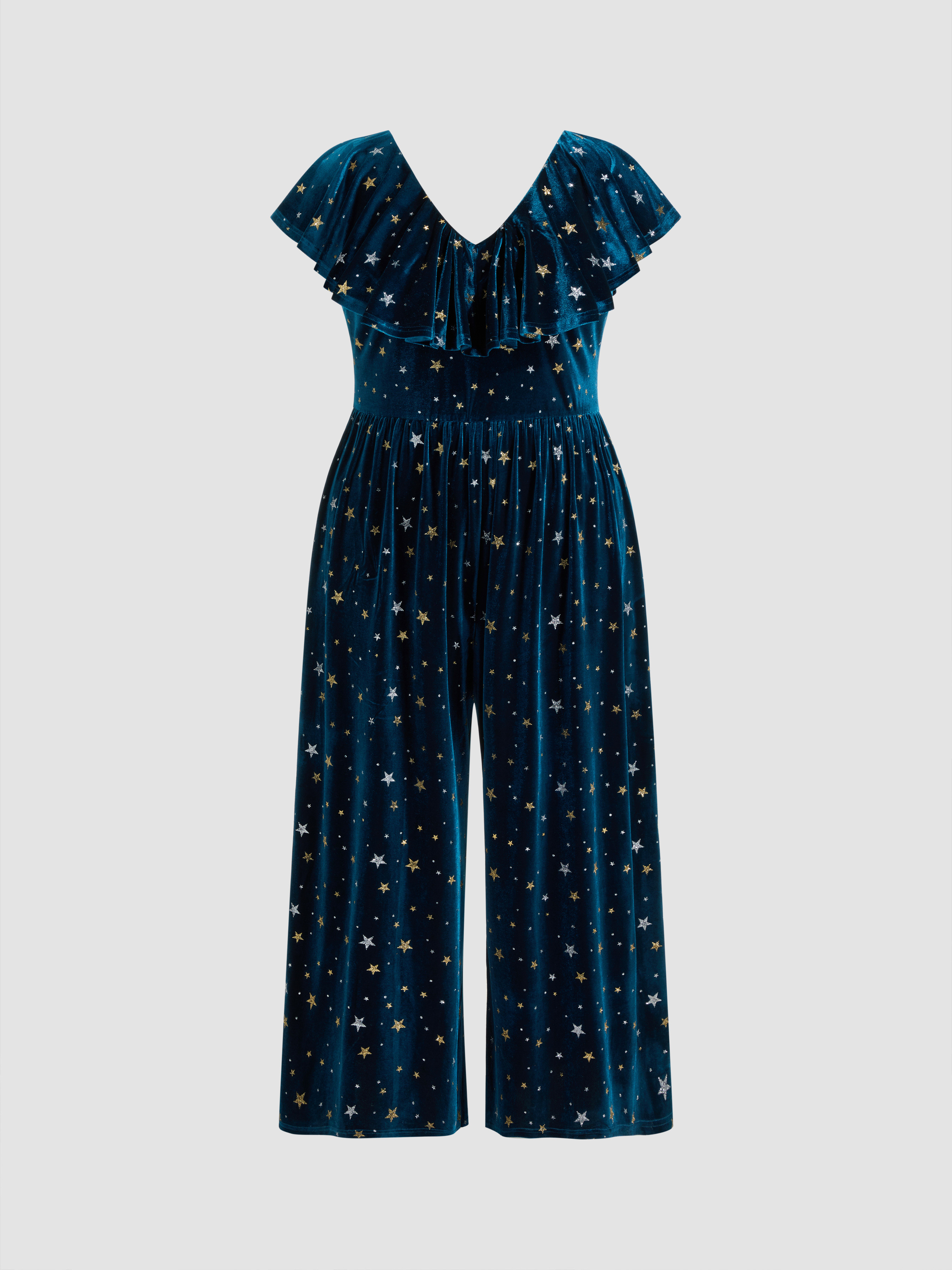 Velvet Velvet V-neck Star Glitter Jumpsuit Curve & Plus For Music Festival/Live House Party/Clubb... | Cider