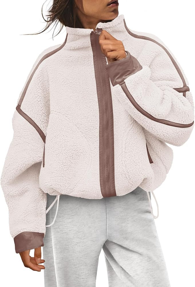 Panadila Womens Fleece Zip Up Jacket Fuzzy Sherpa Jacket Casual Teddy Coats Winter Outerwear with... | Amazon (US)