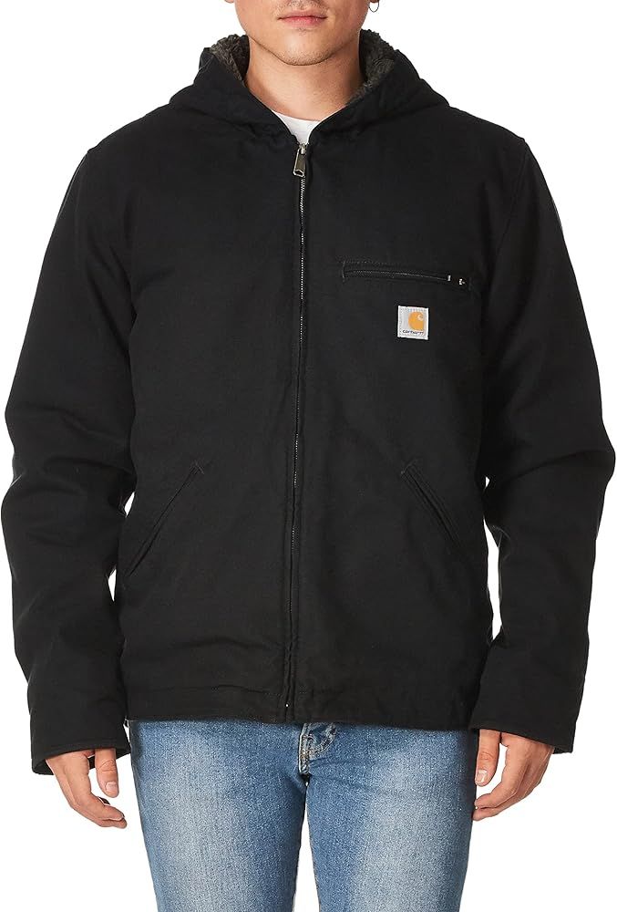 Carhartt Men's Relaxed Fit Washed Duck Sherpa-Lined Jacket | Amazon (US)