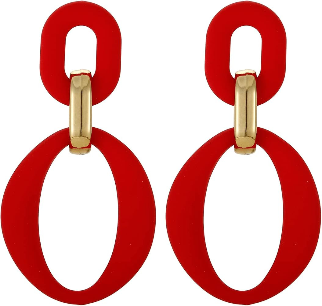 Acrylic Rectangle Earrings, Fashion Acrylic Square/Oval/Hoop Statement Drop Earrings for Women | Amazon (US)