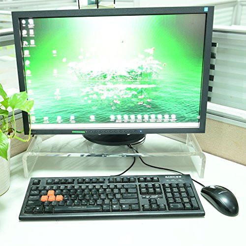 HomCom 21" Acrylic Computer Monitor Desk Riser Stand - Clear | Amazon (US)