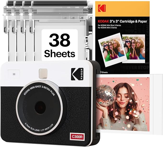 KODAK Mini Shot 3 Retro 3x3” Instant Digital Camera & Photo Printer, 38 Sheets, 2-in-1 Portable... | Amazon (US)