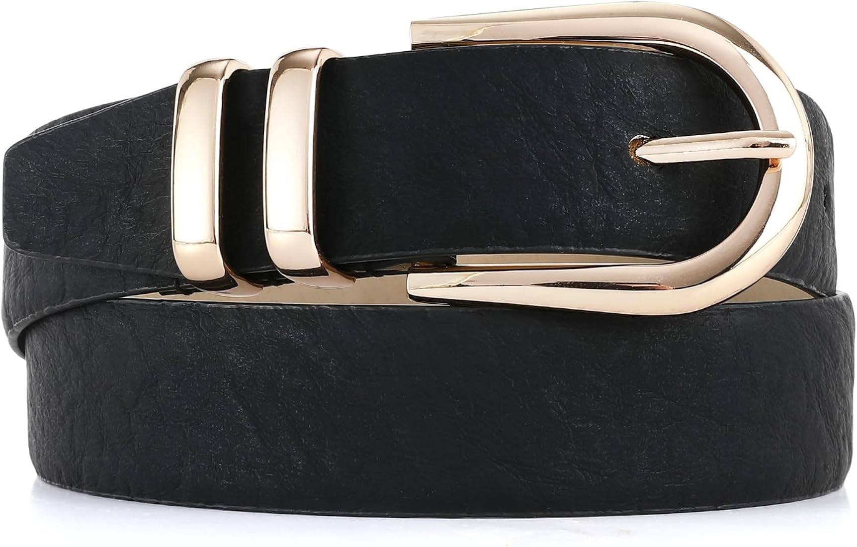 Women's Leather Belts with Gold Buckle Fashion Leather Waist Belt Elegant Ladies Belts for Jeans ... | Amazon (US)