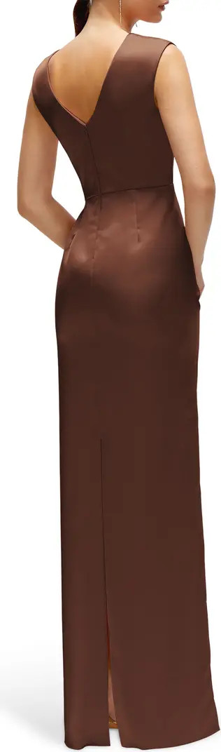 Pleated Cap Sleeve Charmeuse Gown | Nordstrom