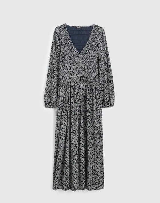 Smocked V-Neck Midi Dress | Madewell