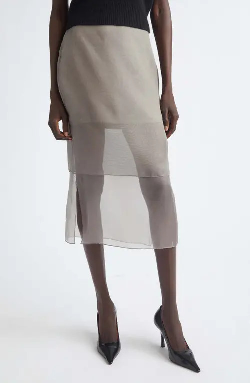 Brandon Maxwell The Brett Tiered Silk Organza Pencil Skirt in Smoke at Nordstrom, Size 2 | Nordstrom