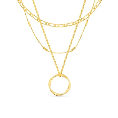 Open Circle Three Row Necklace - Gold | Orelia