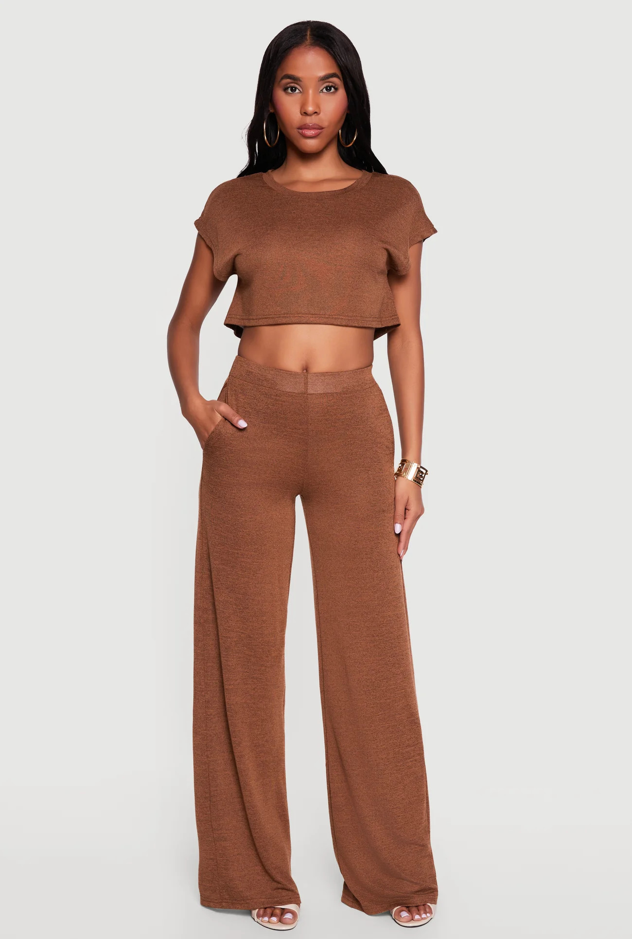 Brushed Knit Pull On Pants | Rainbow Shops