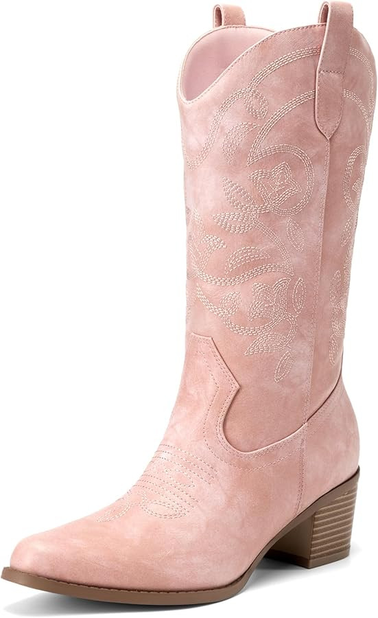 DREAM PAIRS Cowboy Boots for Women Cowgirl Western Boots Fashion Embroidery Stitched Chunky Heel ... | Amazon (US)