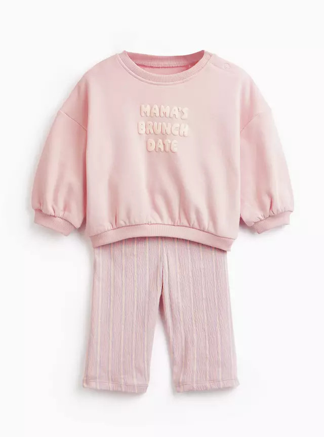 Pink Mama's Brunch Date Sweat & Trousers Set 6-9 months | Tu Clothing