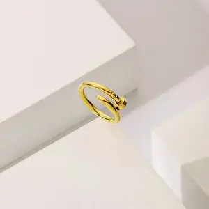 2023 Trendy Stainless Steel Rose Gold Color Love Ring for Women Men Couple Crystal Rings Luxury B... | AliExpress (US)