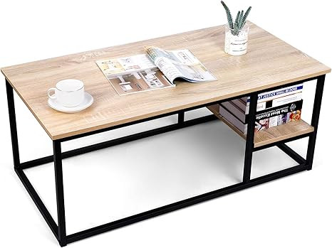 Amzdeal Coffee Table with Shelf, 40L×20W×17.7H inch,Living Room Sofa Table,Eco-Friendly,Sturdy ... | Amazon (US)