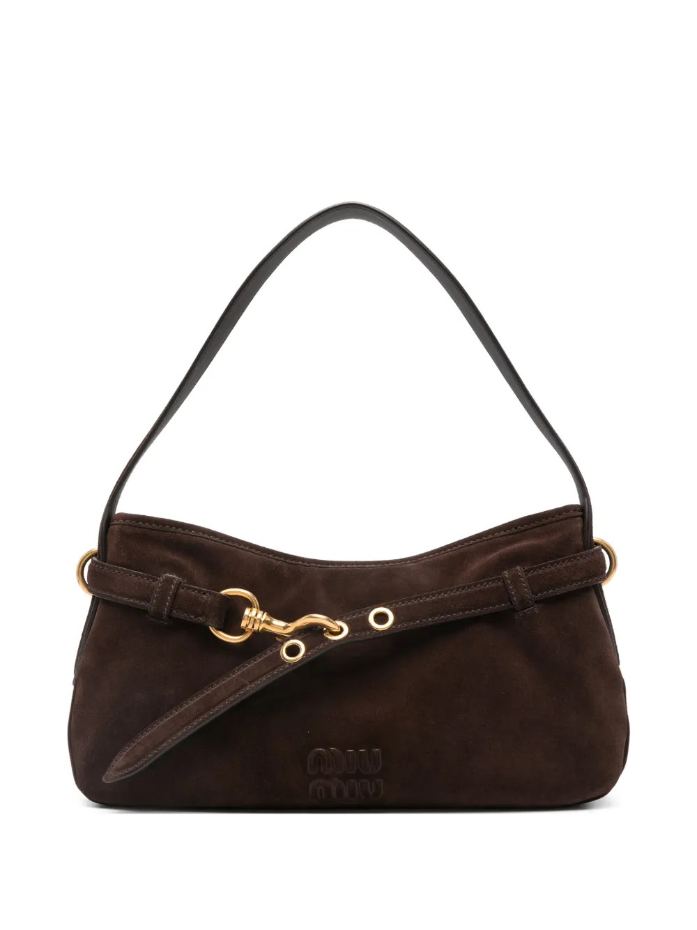 Miu Miu hook-fastening Suede Shoulder Bag | Brown | FARFETCH SK | Farfetch Global