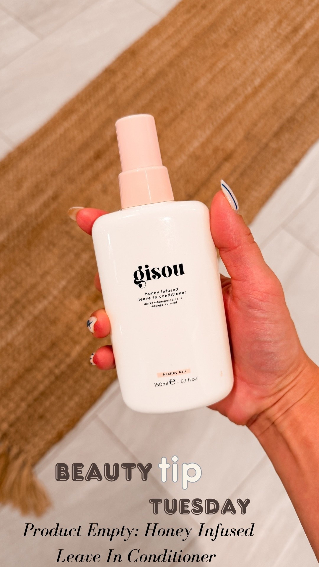 Beauty Tip Tuesday
Product Empty: Gisou Honey Infused Leave-In Conditioner

Easier to detangle
3 day frizz control
Softer hair

#LTKSeasonal #LTKBeauty #LTKselfcare