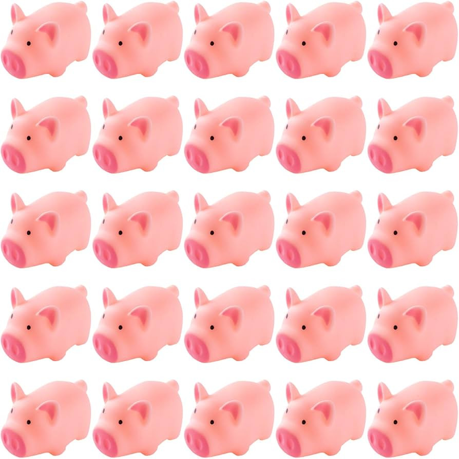 25 Pieces Mini Rubber Pigs Bulk Baby Bath Toy Pink Tiny Piggies Squeaky Pig Toys for Shower Birth... | Amazon (US)