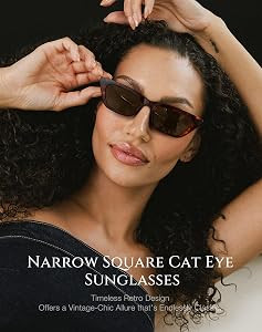 Narrow Rectangle Cat Eye Sunglasses for Women | Retro Vintage-Chic UV400 Driving shades | Amazon (US)