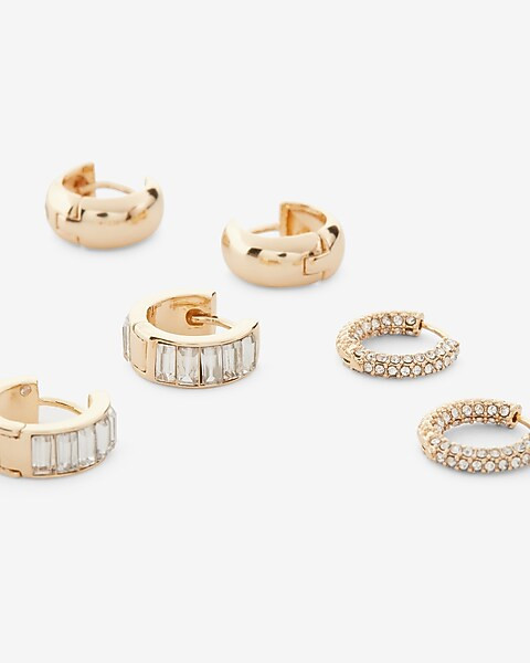 Set Of 3 Huggie Hoop Earrings | Express