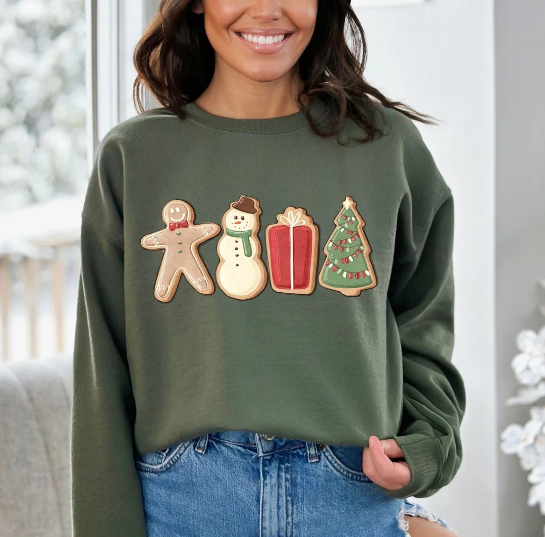 Gingerbread Cookies Sweatshirt Xmas Sweatshirt Christmas - Etsy | Etsy (US)
