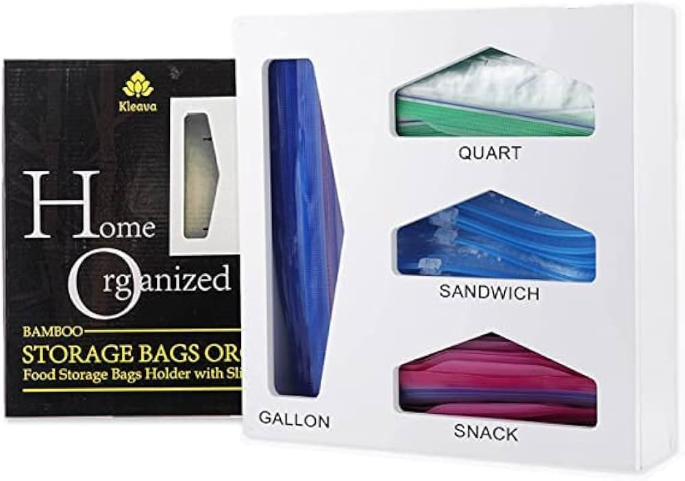 Ziplock Bag Storage Organizer, Zip Lock Bag Container for Drawer, Baggie Organizer White Food Sto... | Amazon (US)