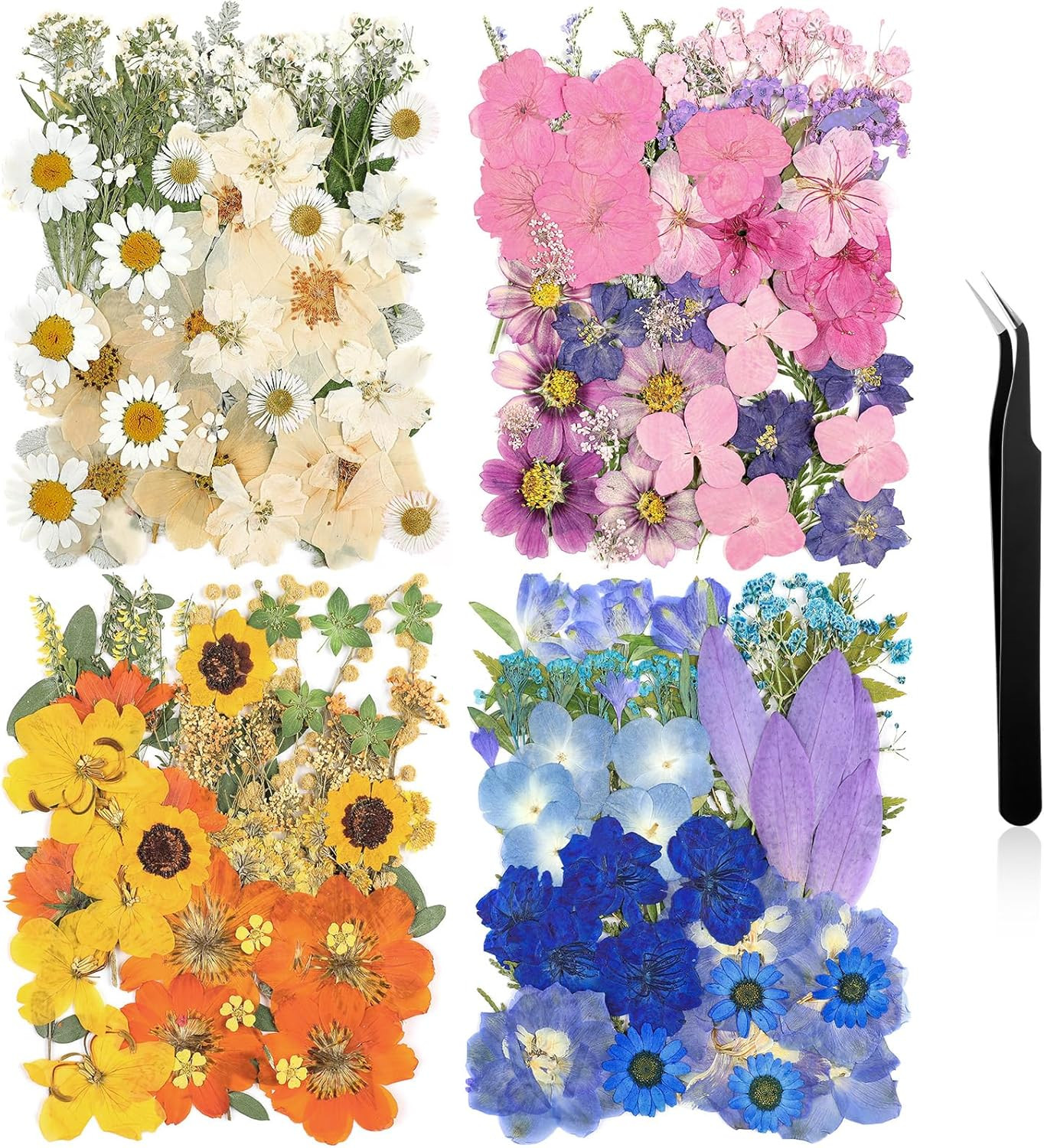 Nuanchu Pressed Flowers Bulk Dried Flower for Crafts, Dried Flower Leave Natural with Tweezer for... | Amazon (US)