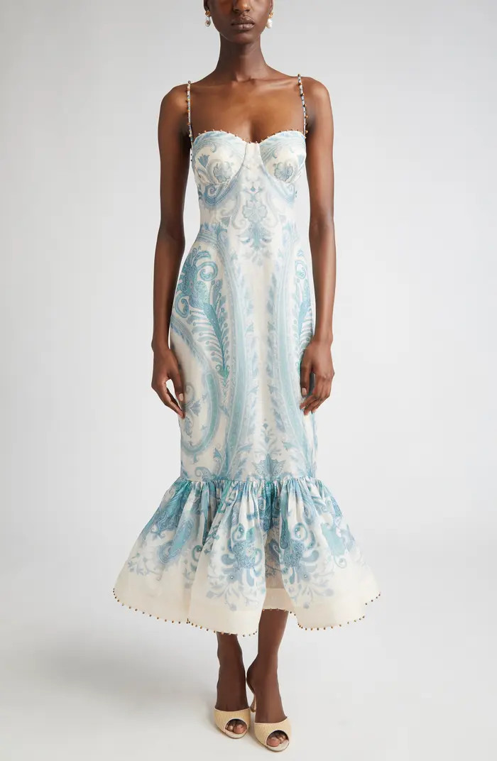 Illuminate Paisley Linen & Silk Mermaid Gown | Nordstrom