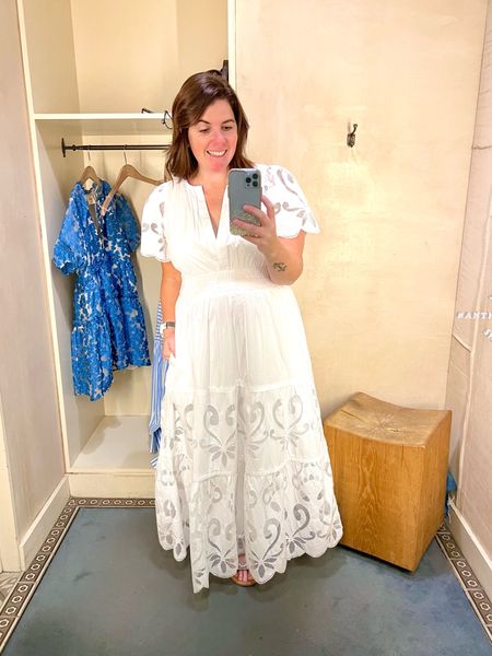 If you are looking for a white dress, this Anthropologie dress is for you! Love the fit and the details on this dress! It runs TTS (wearing a medium) and it also comes in a few additional color options! 

#LTKstyletip #LTKxAnthro #LTKsalealert
