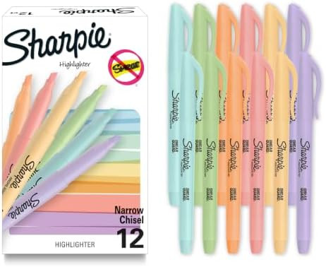 Sharpie Pocket Highlighters, Mild Pastel Colors, Assorted, Chisel Tip, 12 Count - School, Home, a... | Amazon (US)