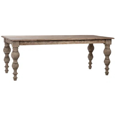 Merak 84-Inch Rectangular Reclaimed Pine Dining Table With Carved Four Poster Legs Finished In An Antique Seal | Wayfair North America