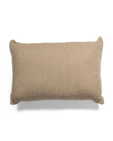 Made In Italy 16x24 Herringbone Whipstitch Trim Pillow | TJ Maxx