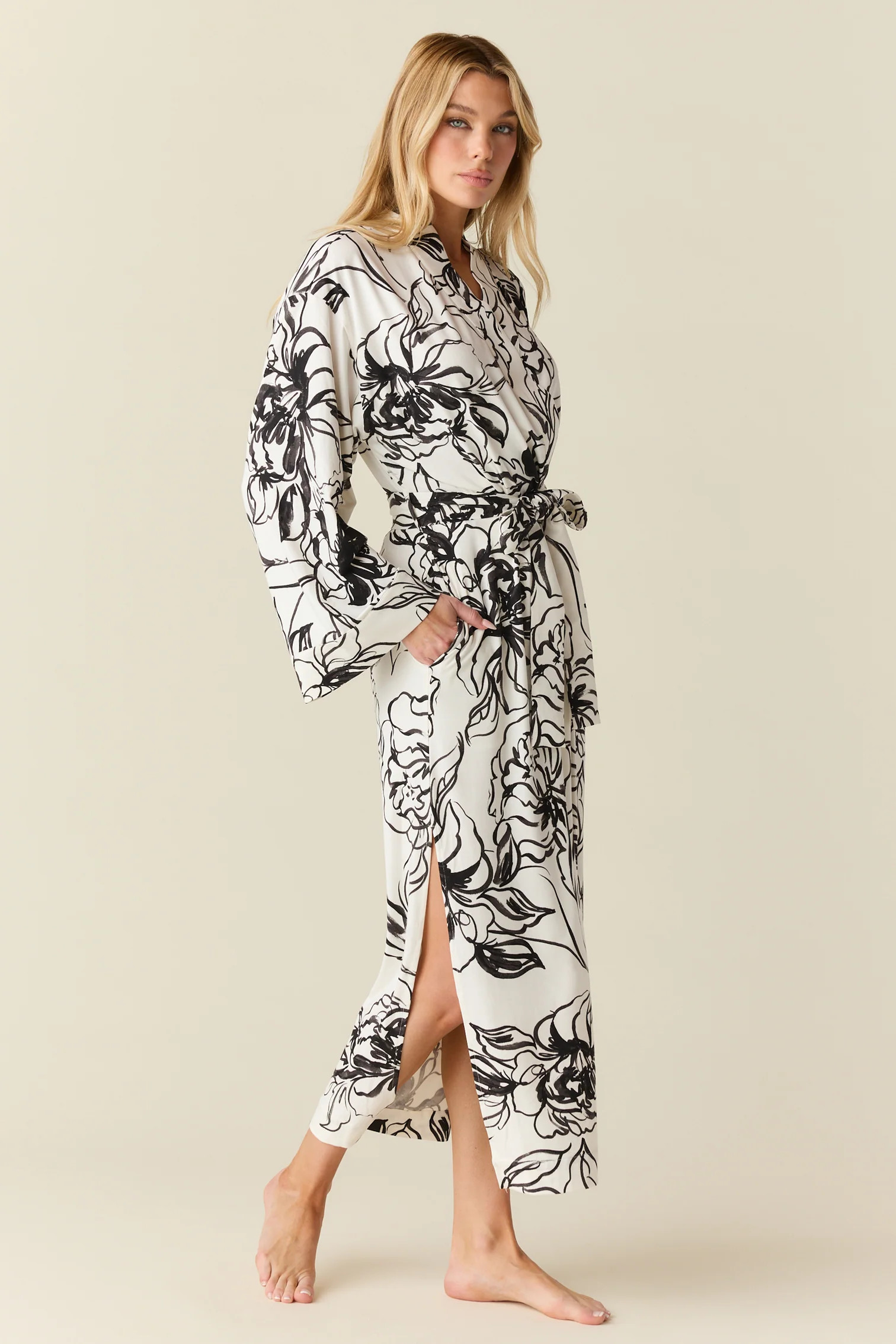Kaia Cloud Jersey Kimono Robe in Illustré | MASONgrey