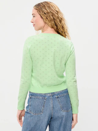 SoSoft Lite Cropped Pointelle Cardigan | Old Navy (CA)