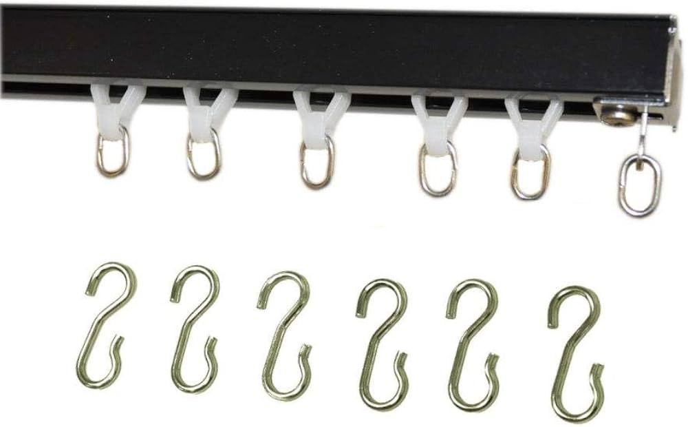 Ceiling Curtain Track Set with Wheeled Carriers and Hooks (5'-Black) | Amazon (US)